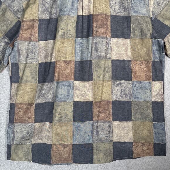 Georg Roth Of Germany Shirt Mens Size XL Plaid Abstract Water Colors Artsy Retro - Picture 13 of 15